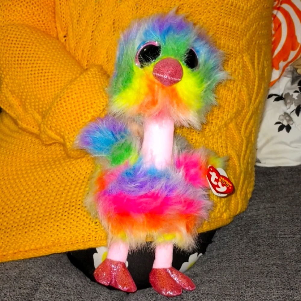 Ty Beanie Boos asha Rainbow ostrich